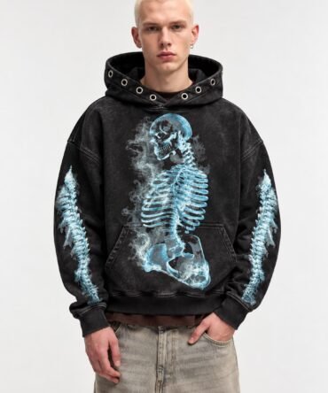 Black Acid Wash Printed Hoodies11