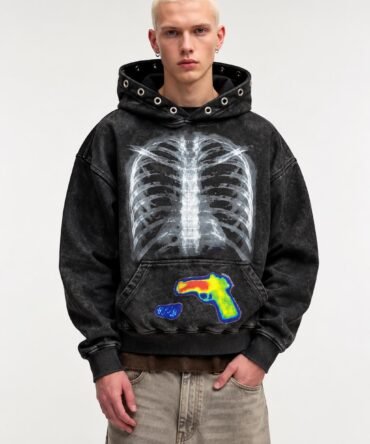 Black Acid Wash Printed Hoodies14
